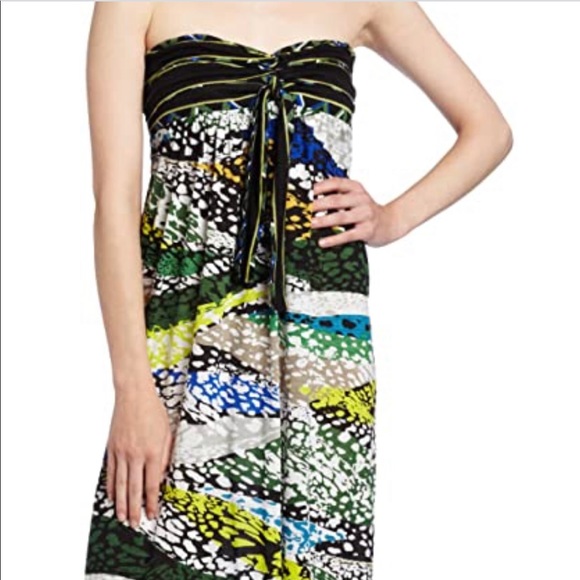 BCBG MAX AZRIA FLORAL STRAPLESS KNIT MAXI DRESS - Picture 5 of 7